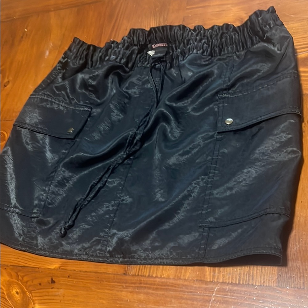 Express Shiny Black Skirt with Drawstring